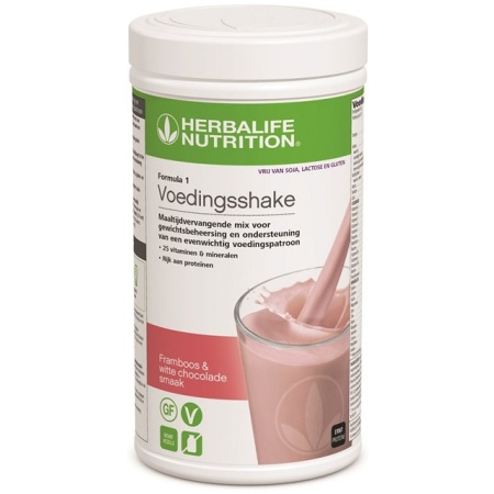 Herbalife- Formula 1-Framboos & witte chocolade – Vrij van gluten, lactose en soja shake -maaltijdvervangers