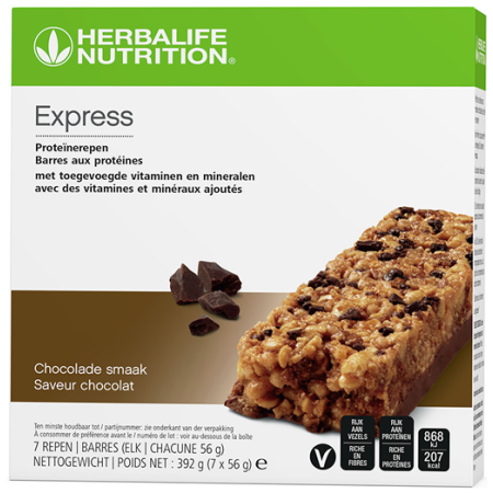 Herbalife-proteinereep Express-chocolade-392-g-doos-van-7-repen
